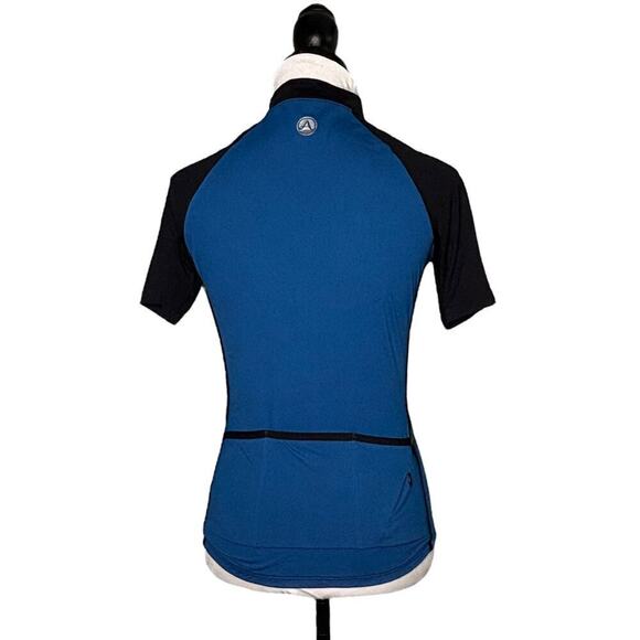 Active Angelz Full Zip Short Sleeve Cycle Top Blue Black Size Large - Picture 4 of 7